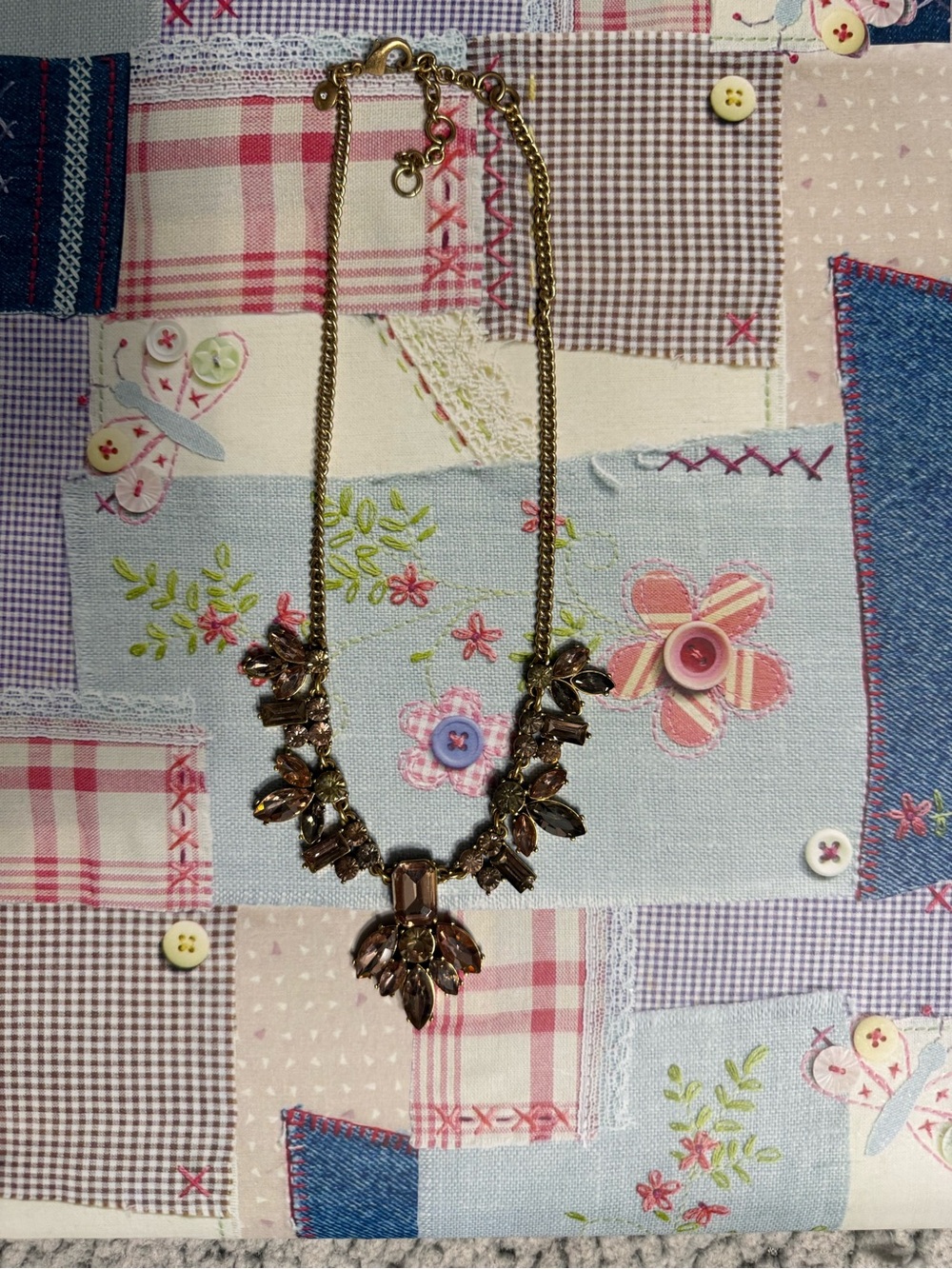 JCrew 18” Gold-Tone Brown Crystal Statement Necklacew